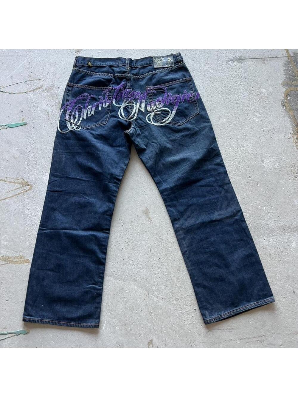 Ed Hardy Men's Navy and Blue Jeans